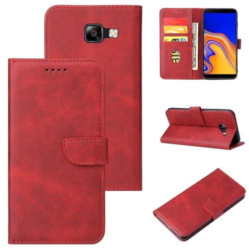 Kompatibel mit Samsung Galaxy C7 C7000 / C7 Pro C7010Z Hülle,Flip Base Card Slot Wallet Schutzhülle Red von Rfvzubemok