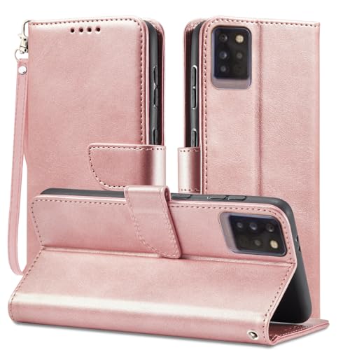Kompatibel mit Samsung Galaxy F52 5G Hülle,Flip Base Card Slot Wallet Schutzhülle Pink von Rfvzubemok