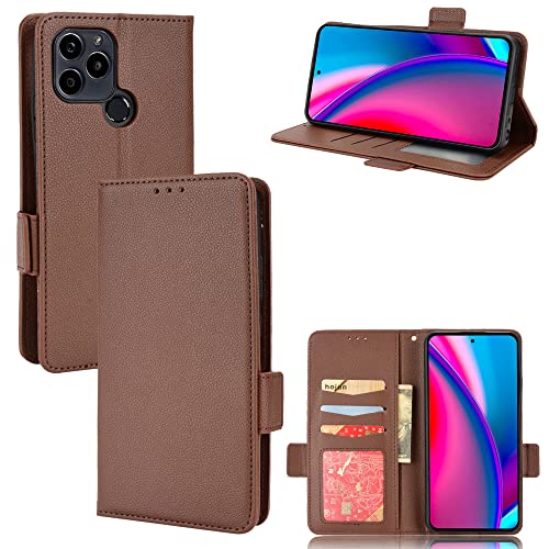 Rfvzubemok Kompatibel mit BLU G91s (2019) Hülle,PU-Lederstativ mit Kartenhalter Kompatibel mit BLU G91s (2019) Flip Magnetverschluss Wallet Cover Brown von Rfvzubemok