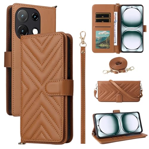 Rfvzubemok Kompatibel mit Blackview Oscal C30 / Oscal C30 Pro Hülle,Flip Kickstand Dual Card Slot Geldbörse Fall Brown von Rfvzubemok
