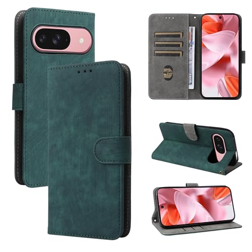 Rfvzubemok Kompatibel mit Google Pixel 9 Pro XL 5G Hülle,Kompatibel mit Google Pixel 9 Pro XL 5G Flip Magnetverschluss Brieftaschenhülle Green von Rfvzubemok
