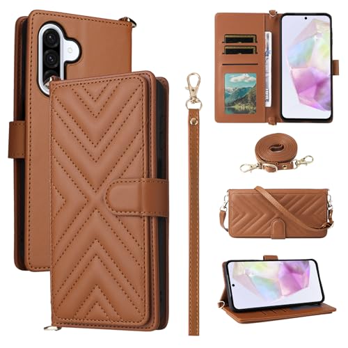 Rfvzubemok Kompatibel mit Huawei Nova Y70 / Y70 Plus / Y71 / Enjoy 50 Hülle,Flip Kickstand Dual Card Slot Geldbörse Fall Brown von Rfvzubemok