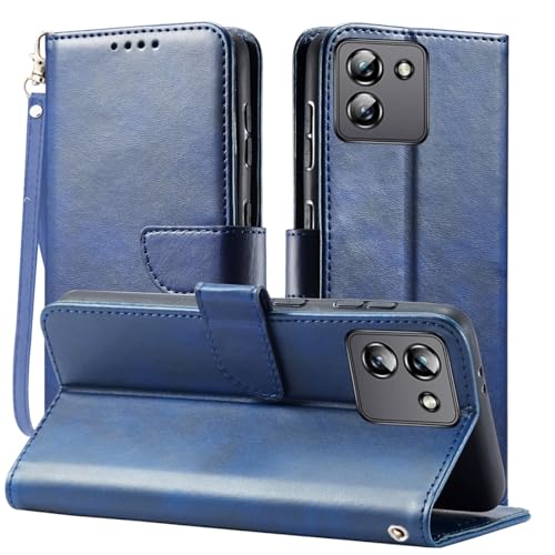 Rfvzubemok Kompatibel mit Huawei Y5p (2020) LX9 Hülle,Flip Base Card Slot Wallet Schutzhülle Blue von Rfvzubemok