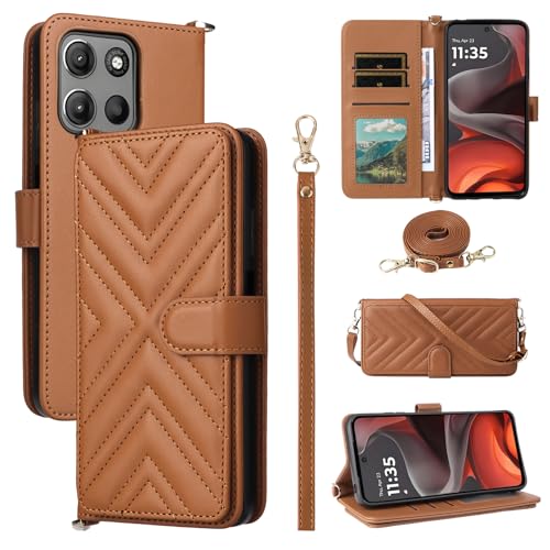 Rfvzubemok Kompatibel mit Infinix GT 20 Pro / X6871 Hülle,Flip Kickstand Dual Card Slot Geldbörse Fall Brown von Rfvzubemok