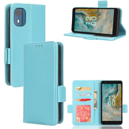 Rfvzubemok Kompatibel mit Nokia C02 4G TA-1522 Hülle,PU-Lederstativ mit Kartenhalter Kompatibel mit Nokia C02 4G TA-1522 Flip Magnetverschluss Wallet Cover TL von Rfvzubemok