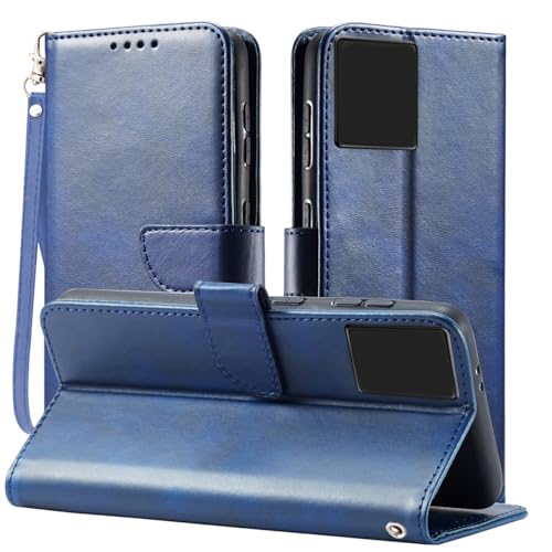Rfvzubemok Kompatibel mit Oppo F17 4G CPH2095 / A73 4G CPH2099 Hülle,Flip Base Card Slot Wallet Schutzhülle Blue von Rfvzubemok