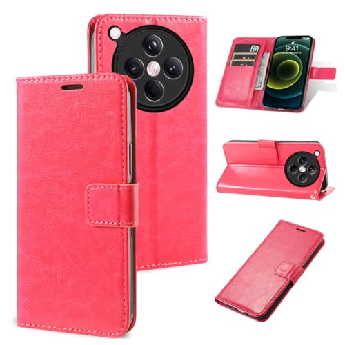 Rfvzubemok Kompatibel mit Oppo Find X7 Pro/Find X7 Ultra Hülle,Flip Stand Card Slot Wallet Protector Case Pink von Rfvzubemok