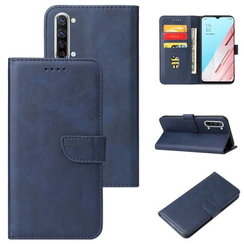 Rfvzubemok Kompatibel mit Oppo Reno4 5G PDPM00 Hülle,Flip Base Card Slot Wallet Schutzhülle Blue von Rfvzubemok