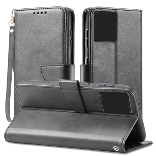 Rfvzubemok Kompatibel mit Oppo Reno7 4G / Reno8 4G / F21 Pro / F21s Pro CPH2363 Hülle,Flip Base Card Slot Wallet Schutzhülle Black von Rfvzubemok