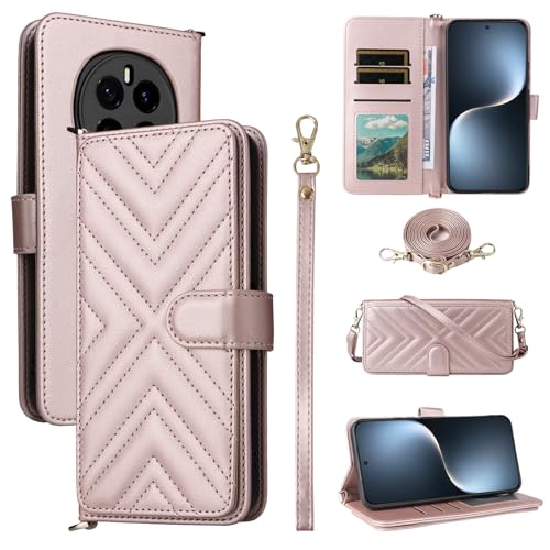 Rfvzubemok Kompatibel mit Realme 13 4G / P1 5G,Kompatibel mit Realme 12 Plus 5G Hülle,Flip Kickstand Dual Card Slot Geldbörse Fall Pink von Rfvzubemok