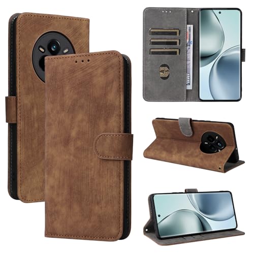 Rfvzubemok Kompatibel mit Realme 14 Pro 5G Hülle,Kompatibel mit Realme 14 Pro 5G Flip Magnetverschluss Brieftaschenhülle Brown von Rfvzubemok