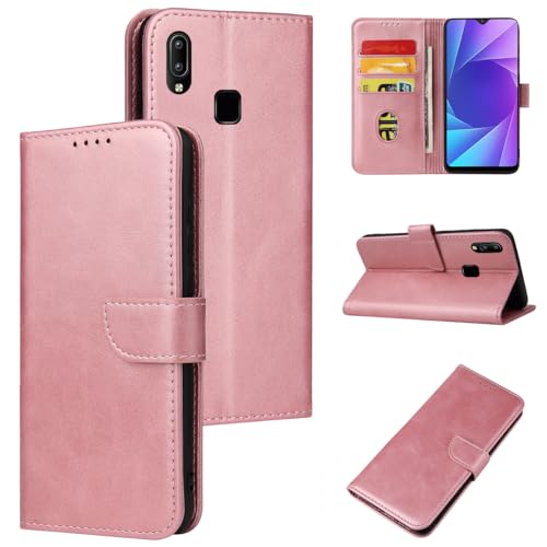 Rfvzubemok Kompatibel mit Realme 3 RMX1825 Hülle,Flip Base Card Slot Wallet Schutzhülle Pink von Rfvzubemok