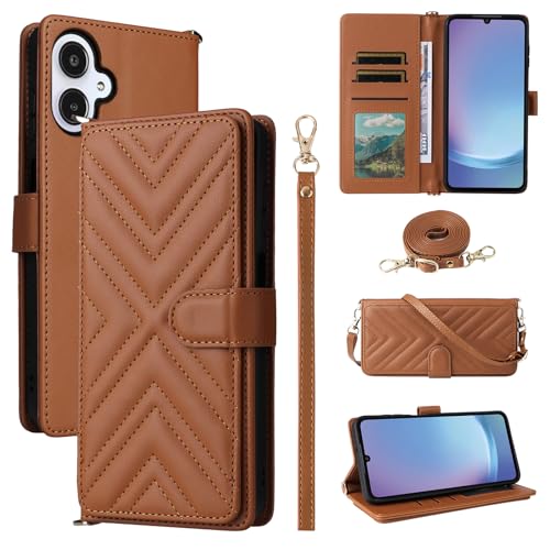 Rfvzubemok Kompatibel mit Realme C63 / C61 (India),Kompatibel mit Realme Narzo N61 / Note 60 Hülle,Flip Kickstand Dual Card Slot Geldbörse Fall Brown von Rfvzubemok