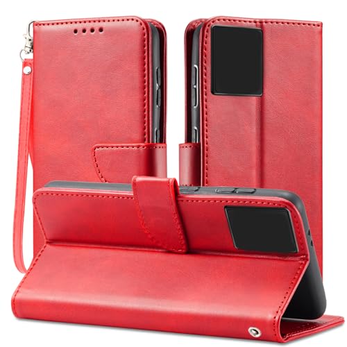 Rfvzubemok Kompatibel mit Samsung Galaxy A51 4G / M40s Hülle,Flip Base Card Slot Wallet Schutzhülle Red von Rfvzubemok