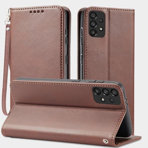 Rfvzubemok Kompatibel mit Samsung Galaxy A52 5G / A52 4G / A52s 5G Hülle,Magnetischer Verschluss Flip Stand Card Slot Wallet Case Brown von Rfvzubemok