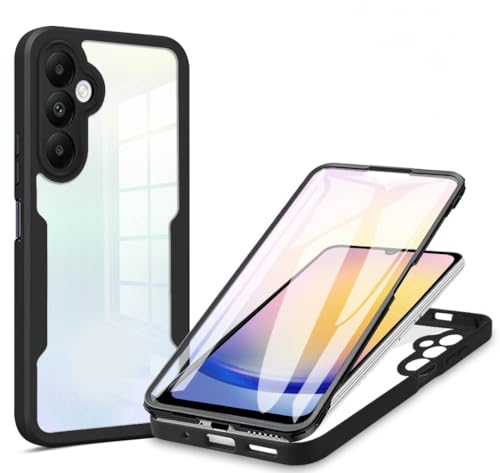 Rfvzubemok Kompatibel mit Samsung Galaxy A55 5G Hülle,Kompatibel mit Samsung Galaxy A55 5G Eingebauter Bildschirmschutz 2 in 1 Handyhülle Black von Rfvzubemok