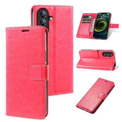 Rfvzubemok Kompatibel mit Samsung Galaxy M15 / F15 Hülle,Flip Stand Card Slot Wallet Protector Case Pink von Rfvzubemok