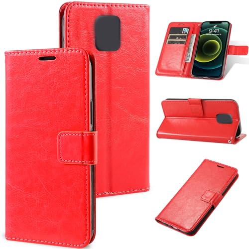 Rfvzubemok Kompatibel mit Samsung Galaxy On7 (2016)/ J7 Prime Hülle,Flip Stand Card Slot Wallet Protector Case Red von Rfvzubemok