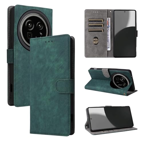 Rfvzubemok Kompatibel mit Sharp Aquos R9 pro 5G SH-54E Hülle,Kompatibel mit Sharp Aquos R9 pro 5G SH-54E Flip Magnetverschluss Brieftaschenhülle Green von Rfvzubemok