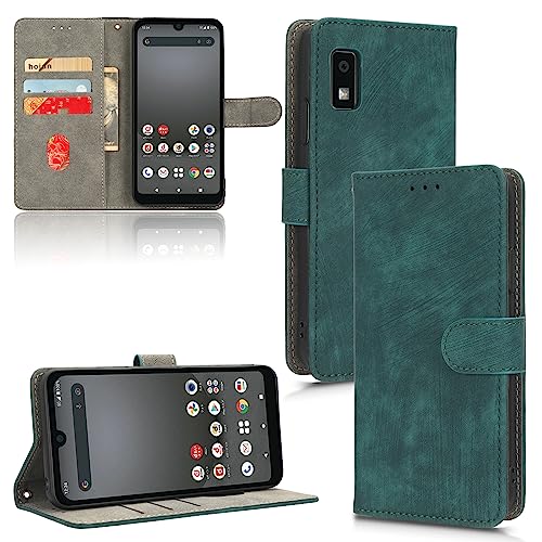 Rfvzubemok Kompatibel mit Sharp Aquos Wish3 SH-53D A302SH Hülle,Kompatibel mit Sharp Aquos Wish3 SH-53D A302SH Flip Magnetverschluss Brieftaschenhülle Green von Rfvzubemok