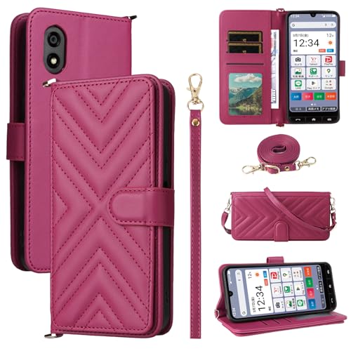 Rfvzubemok Kompatibel mit Sharp Aquos wish3 / A302SH / SH-53D Hülle,Flip Kickstand Dual Card Slot Geldbörse Fall Red von Rfvzubemok