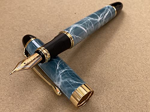 Jinhao x450 Füllfederhalter, 0,5 mm, mittelfeine Feder, von Rhapsody Ink Pens (Blue Marble) von Rhapsody