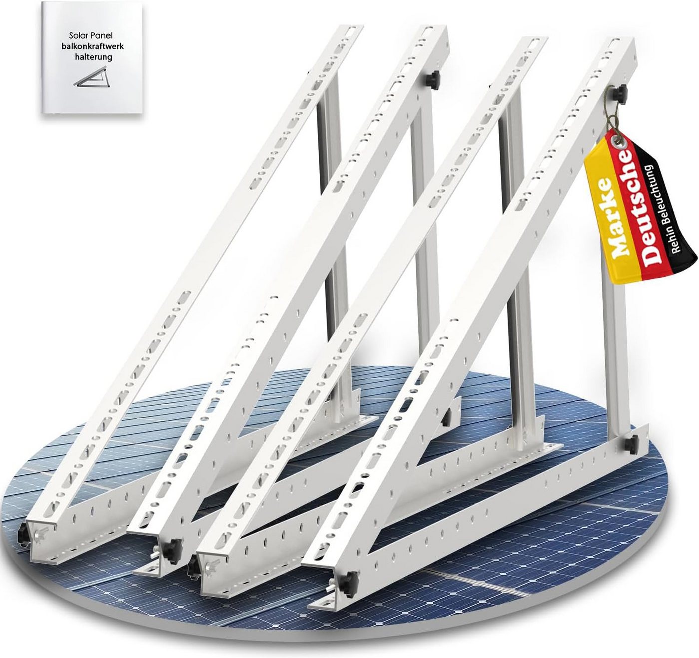 Rhein Beleuchtung Solarmodul-Halterung Verstellbare Solarmodul-Halterung 118 cm, (4-tlg., für 400–600 W Solarpanels, ideal für Balkonkraftwerke, 0–90° Neigung, wetterfest, ohne Bohren) von Rhein Beleuchtung
