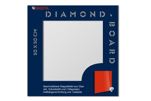 Glas Magnettafel Memoboard Pinwand incl. Magnete + Stift 50x50cm /Farbe: weiß von Rheita