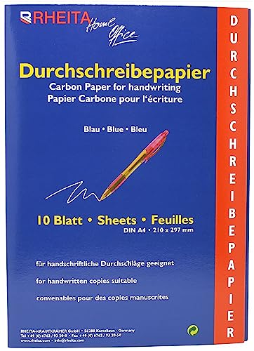 Rheita Durchschreibepapier blau schreibend, Mappe mit 10 Blatt Rheita Durchschreibepapier blau schreibend, Mappe mit 10 Blatt von Rheita