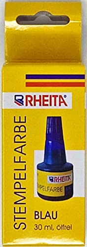 Rheita Stempelfarbe ohne Öl, 30ml, blau in Kartonschachtel mit Aufhänger von Rheita