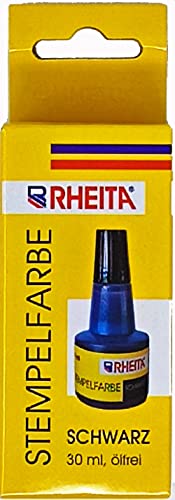 Rheita Stempelfarbe ohne Öl, 30ml, schwarz in Kartonschachtel mit Aufhänger von Rheita