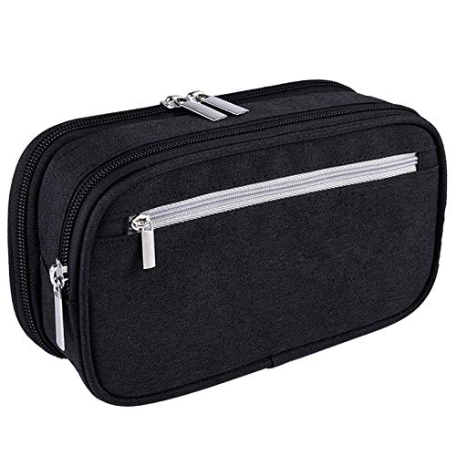Rheross MäPpchen, Groß Volumige MäPpchen Beutel Halter Kosmetik Make-Up Beutel Kabel Beutel Beutel mit Mehreren FäChern für SchüLer BüRo Erwachsene, Schwarz von Rheross