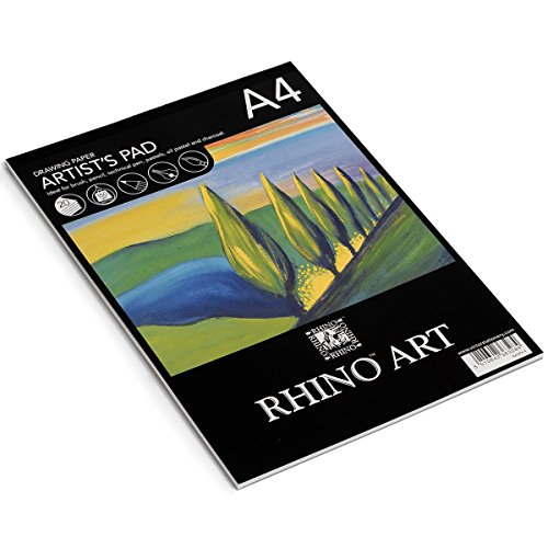 RHINO Stationery A4 Künstlerblock | 40 Seiten | A4 Papier | hochwertiges weißes Standard-Zeichenpapier von Rhino