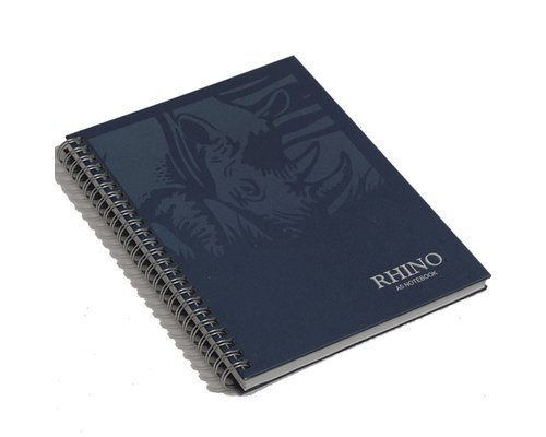 RHINO Stationery Notizbuch, A5, gebunden, 160 Seiten, liniert, blauer Einband, Tagebuch, Notizbuch von Rhino