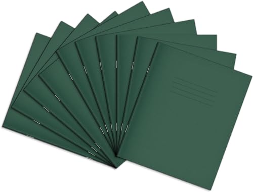 Rhino Schulheft, 8 x 6,5 cm, 8 mm liniert + Rand, 48 Seiten/10 Stück, ideales Schulheft für Notizen, Übungen und Aufsätze, Dunkelgrün von Rhino