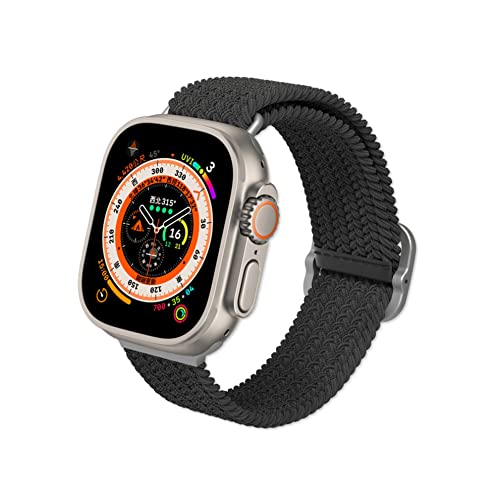 Geflochtenes Apple Watch RHINOSHIELD Armband für Apple Watch Serie Ultra2 / Ultra /9/ 8 / 7 / SE / 3 [42 mm / 44 mm / 45 mm / 49 mm] | Wasser- und schweißresistent, recyceltes Material - Schwarz von RhinoShield