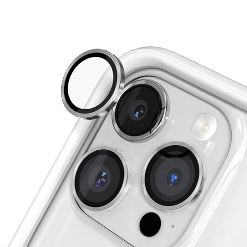 RHINOSHIELD【3er Pack】 Schutz für Smartphone-Kamera kompatibel mit [iPhone 15 Pro / 15 Pro Max] | Fingerabdruck- und kratzresistentes Schutzglas mit Aluminium Ring für hohe optische Klarheit - Silber von RhinoShield