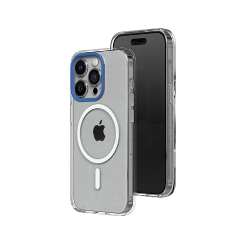 RHINOSHIELD Clear Case kompatibel mit MagSafe für [iPhone 15 Pro Max]|Überragende Magnetstärke, Vergilbungsresistenz, Kristallklar, optimaler Schutz und personalisierbar - Kobaltblau Kamera-Ring von RhinoShield