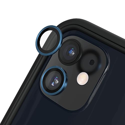 RhinoShield【2er Pack Schutz für Smartphone-Kamera kompatibel mit [iPhone 11/12 Mini / 12 ] | Fingerabdruck- und kratzresistentes Schutzglas mit Aluminium Ring für hohe optische Klarheit - Blau von RhinoShield