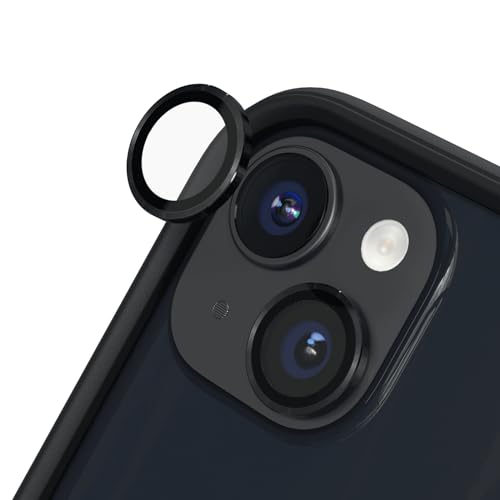 RhinoShield【2er Pack Schutz für Smartphone-Kamera kompatibel mit [iPhone 15/15 Plus] | Fingerabdruck- und kratzresistentes Schutzglas mit Aluminium Ring für hohe optische Klarheit - Schwarz von RhinoShield