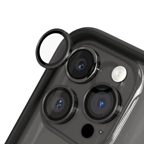 RhinoShield【3er Pack Schutz für Smartphone-Kamera kompatibel mit [iPhone 15 Pro / 15 Pro Max] Fingerabdruck- und kratzresistentes Schutzglas mit Aluminium Ring für hohe optische Klarheit-Dunkelgrau von RhinoShield