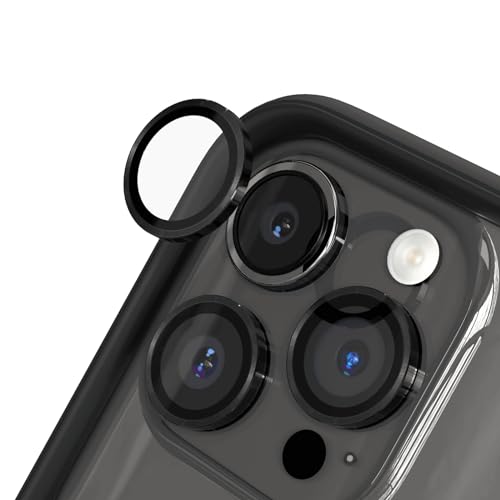 RhinoShield【3er Pack Schutz für Smartphone-Kamera kompatibel mit [iPhone 15 Pro / 15 Pro Max] | Fingerabdruck- und kratzresistentes Schutzglas mit Aluminium Ring für hohe optische Klarheit - Schwarz von RhinoShield