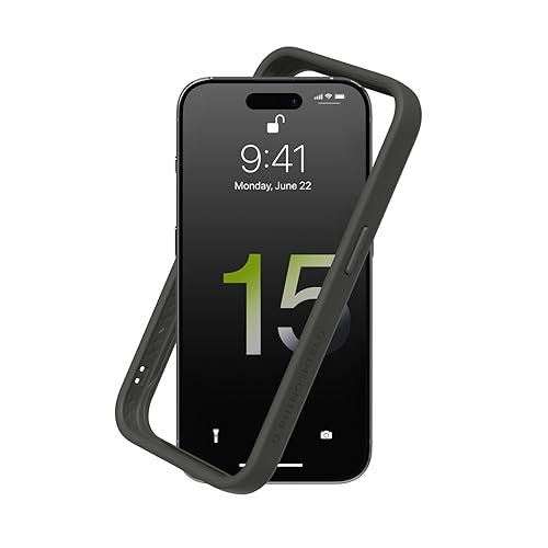 RhinoShield Bumper Case kompatibel mit [iPhone 15 Pro] | CrashGuard - Stoßdämpfende Schutzhülle im schlanken Design - 3.5 Meter Fallschutz - Graphite von RhinoShield