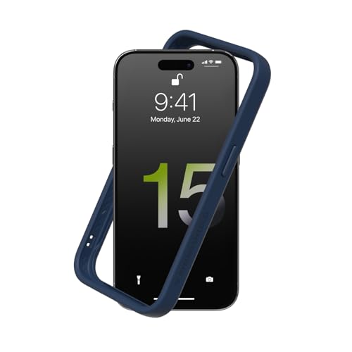 RhinoShield Bumper Case kompatibel mit [iPhone 15 Pro] | CrashGuard - Stoßdämpfende Schutzhülle im schlanken Design - 3.5 Meter Fallschutz - Marineblau von RhinoShield
