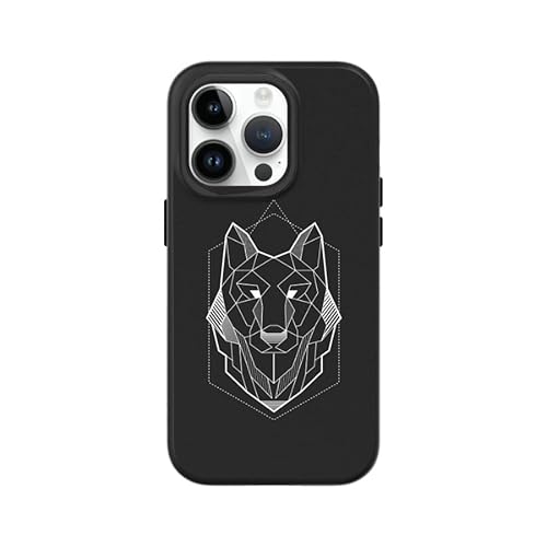 RhinoShield Case kompatibel mit [iPhone 14 Pro] | SolidSuit - MagSafe-kompatibel -Stoßdämpfende & schlanke Schutzhülle mit Premium Finish - 3.5 Meter Fallschutz - Schwarz [Geometric Wolf] von RhinoShield