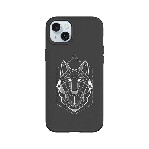 RhinoShield Case kompatibel mit [iPhone 15 Plus] | SolidSuit - MagSafe-kompatibel -Stoßdämpfende & schlanke Schutzhülle mit Premium Finish - 3.5 Meter Fallschutz - Schwarz [Geometric Wolf] von RhinoShield