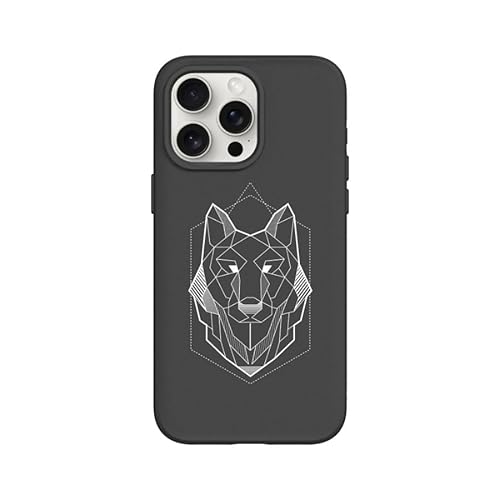 RhinoShield Case kompatibel mit [iPhone 15 Pro Max] | SolidSuit - MagSafe-kompatibel -Stoßdämpfende & schlanke Schutzhülle mit Premium Finish - 3.5 Meter Fallschutz - Schwarz [Geometric Wolf] von RhinoShield