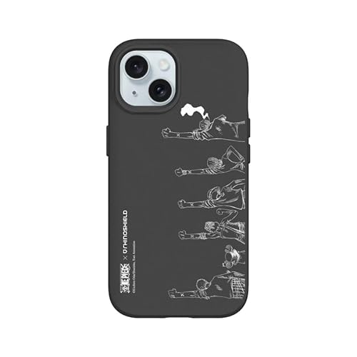 RhinoShield Case kompatibel mit [iPhone 15] SolidSuit MagSafe-kompatibel- Stoßdämpfende & schlanke Schutzhülle mit Premium Finish- 3.5 Meter Fallschutz- Schwarz [One Piece/X Mark of Friendship White] von RhinoShield
