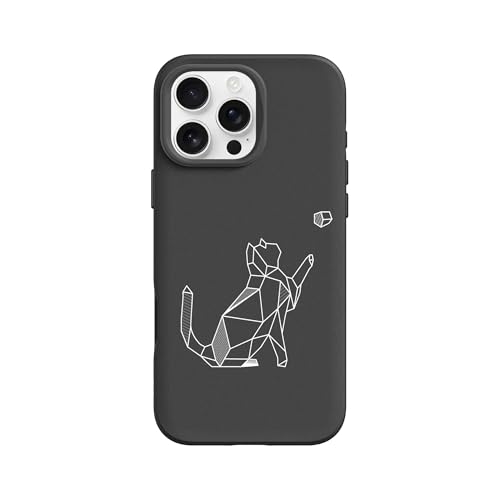 RhinoShield SolidSuit Case Kompatibel mit Magsafe für [iPhone 16 Pro Max] | Stoßabsorbierende Slim Design Schutzhülle, Kameratasten-Aussparungs-Design - Schwarz [Geometric Cat] von RhinoShield