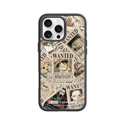 RhinoShield SolidSuit Case Kompatibel mit Magsafe für [iPhone 16 Pro Max] | Stoßabsorbierende Slim Design Schutzhülle, Kameratasten-Aussparungs-Design - Schwarz [One Piece/Straw Hat Crew Wanted] von RhinoShield